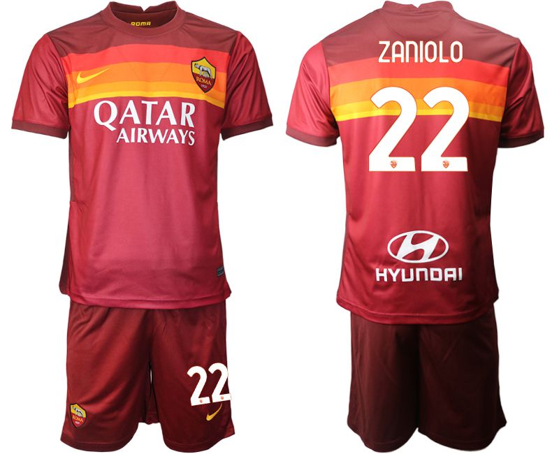 Men 2020-2021 club AS Roma home #22 red Soccer Jerseys